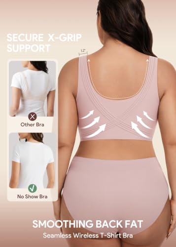 Image of HBselect Jelly Bras for Women Plus Size Pullover Wireless Full Coverage Bra | No Underwire, Push Up, Lift, Minimizer Bras, Wide Straps, Seamless T-shirt Everyday Bralette, For Older Women, Large Breast