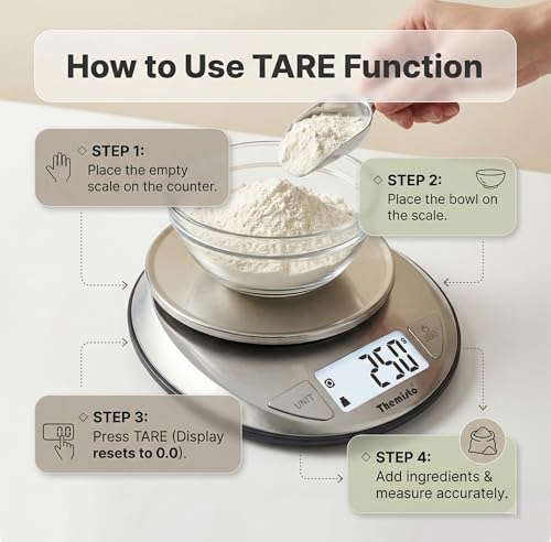 Image of Themisto TH-WS20 Digital Kitchen Weighing Scale Stainless Steel (5Kg)