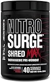 Jacked Factory Nitrosurge Shred Max Preworkout - High-Performance Thermogenic Pre Workout Powder for Men and Women with L Citrulline, Acetyl L Carnitine, Organic Caffeine - 40 Servings, Cherry Bomb
