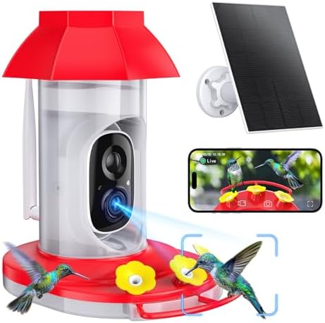 HARYMOR Smart Hummingbird Feeder with Camera, Solar Powered, AI R...
