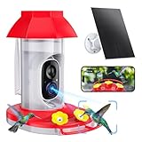 HARYMOR Hummingbird Feeder with Camera, Smart Humming Bird Feeders Solar Powered with AI Recognition, Bird Watching Camera for Outdoors, Live Videos, Ant Moat, Bee Proof, Nature Gifts for Bird Lovers