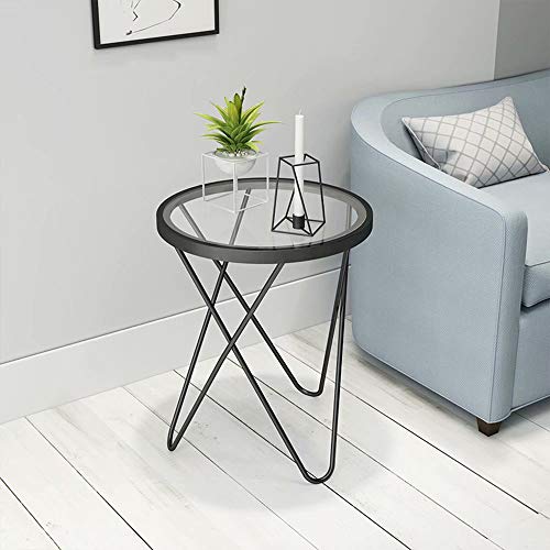 Table basse ronde SENSEN en fer forgé table d'angle salon de 18x24 pouces - 5