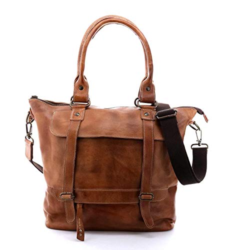 Bed|Stu Womenâ€™s Big Fork Shoulder Leather Bag (Tan Rustic)