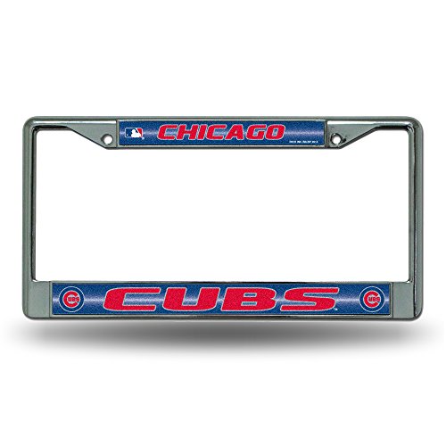 Rico FCGL5301 MLB Chicago Cubs Bling License Plate Frame, Chrome, 12 x 6-Inch