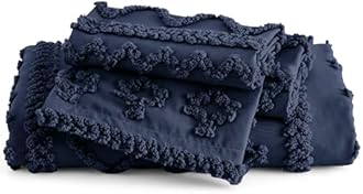 Bedsure Boho Duvet Cover Queen Size, Soft & Comfortable Elegant Design Boho Bedding for Decoration, Machine Washable Comforter Cover for All Seasons,Includes 1 Duvet Cover & 2 Pillow Shams,Navy