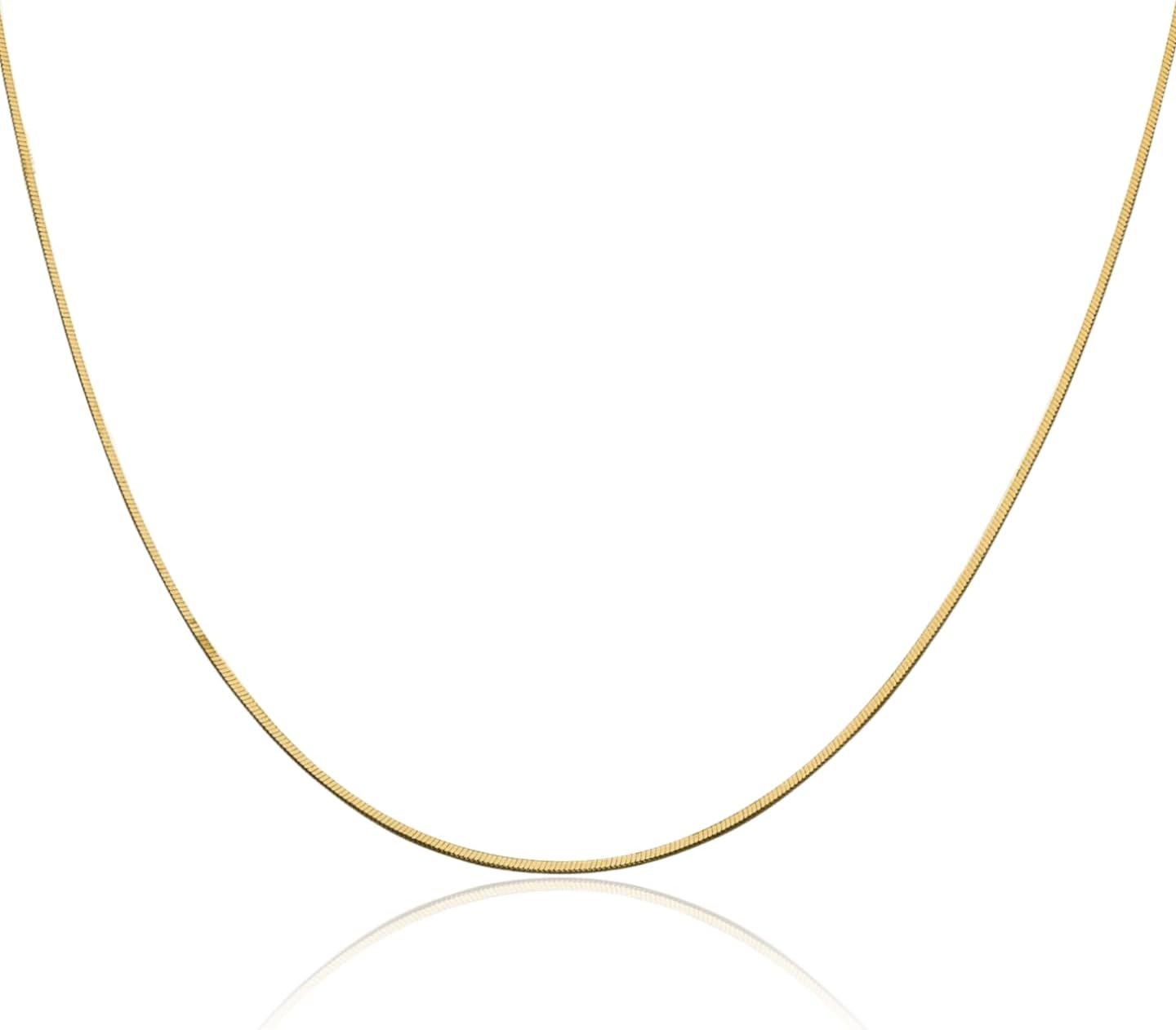 IceCarats 14K Solid Yellow Gold 1mm Dainty Octagonal Snake Chain Necklace Polished