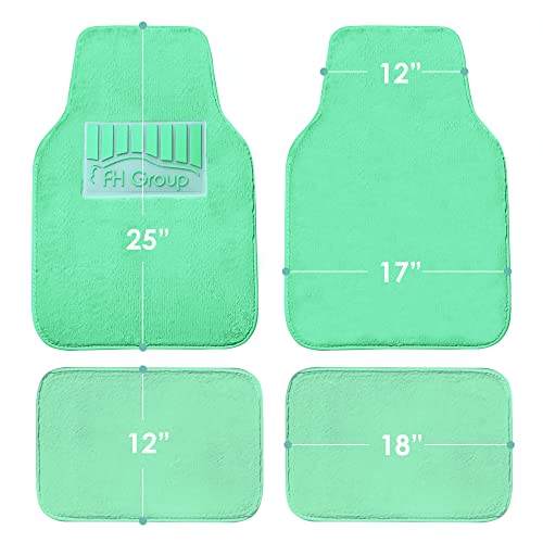 Image of FH Group Universal Fit Full Set Doe16 Faux Rabbit Fur Automotive Floor Mats fits most Cars, SUVs, Trucks and Vans Mint