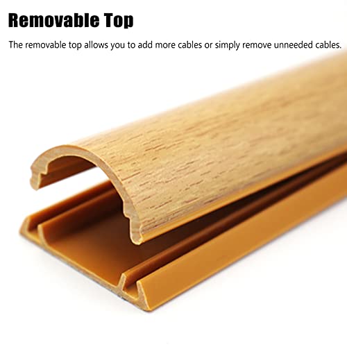 Cable Management Channel, Cubierta para cables con diseño de veta de madera, canaleta para cables bajo escritorio con adhesivo, fácil de instalar (Color: Estilo 5, Tamaño: 3 cables) miniatura 5