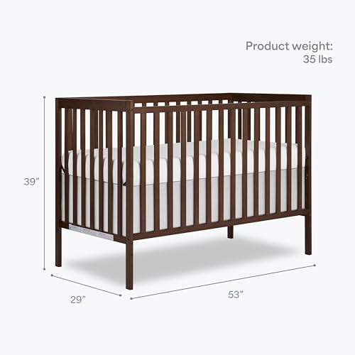 Image of Dream On Me Synergy 5-in-1 Convertible Full Size Baby Crib, Walnut Brown