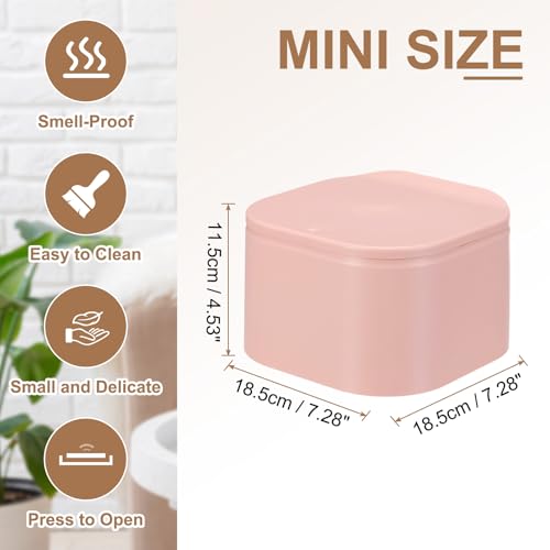 Mini caneca de basura 0.8 galones tipo press rosa miniatura 2