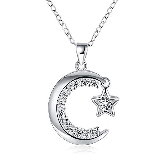 Pendentif en argent étoile lune, le cadeau de Noël idéal pour fille
