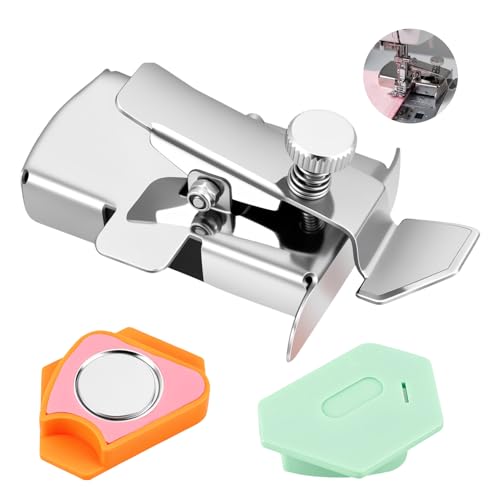 RDTOK 3 Stück Magnetische Nahtführung Set für Nähmaschine 1x Multifunktionaler Nahtführer mit Anti-Curl & 2x Magnetischer Saumführer Starke Magnetkraft Nähhilfe für Gerade & Gebogene Nähte
