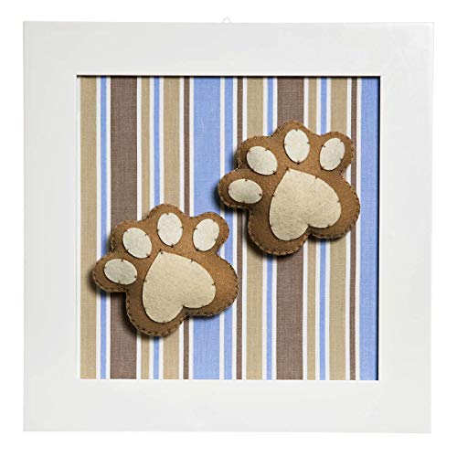 Quadro Decorativo Patinhas do Urso, Quarto Bebê Infantil Menino, Potinho de Mel, Azul