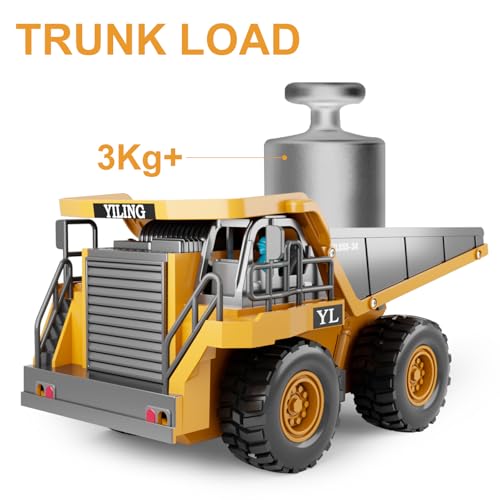 Image of Dwi Dowellin Remote Control Dump Truck Toys for Boys 4-7,Construction Rc car with Lights /Sounds for Kids Age 8-12 Year Old,Ideal for Boys Age 3+