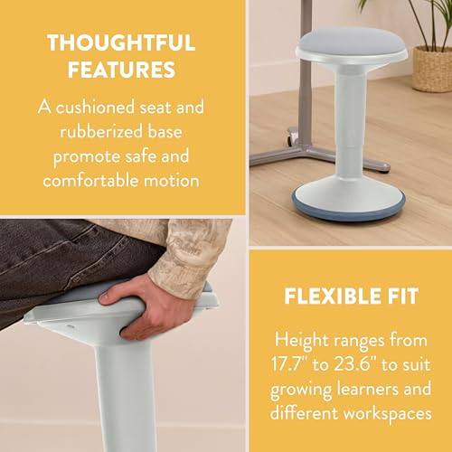 Image of Back2School Express Adjustable Height Wobble Stool, Active Seating Chair with Padded Cushion, Ergonomic Flexible Desk Stool for Teens and Adults, Light Grey