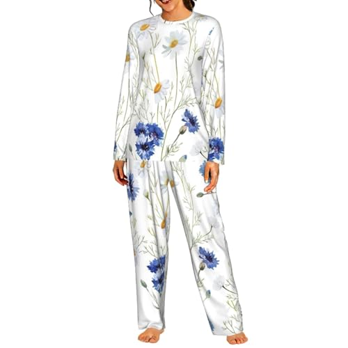 Pyjama confortable femme ensemble manches longues imprimé floral