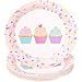 Juvale Cupcake Party Supplies Bulk Set - Cupcake Plates & Napkins - Cake & Pastry Tableware - Baking Birthday Party Plates & Cups - 144 Pieces, Serves 24