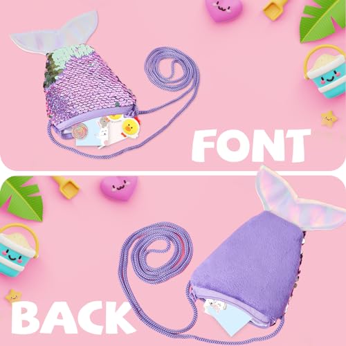 Mermaid Sequin Purse, 6Pcs Mermaid Tail Wallets Glitter Reversible Bling Coin Purses for Mermaid Party Bags3