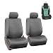 FH Group PU002102 Premium PU Leather Seat Covers (Gray) Front Set with Gift - Universal Fit for Cars Trucks and SUVs