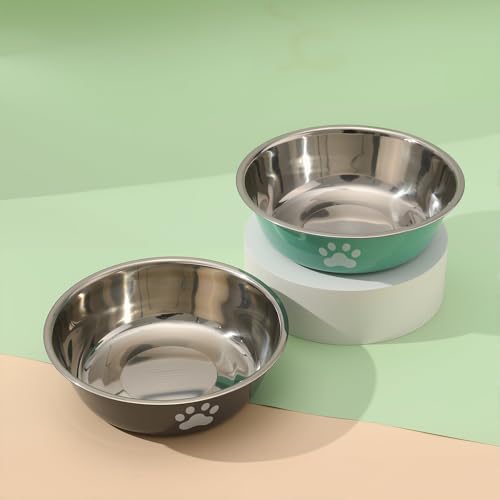 2 Stück Edelstahl Fressnapf Hund 860ml, Hundenapf Kleine Hunde, Futternapf und Trinknapf mit Rutschfestem Silikonboden für Kleine Mittelgroß Hunde und Katzen