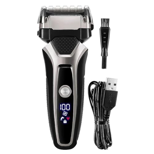 QWAXTRIW Razor eléctrica para Hombres, máquina de Afeitar de Acero eléctrico de Acero eléctrico Recargable de USB Hombres 3D Triple Blade Barbilla de Navaja barbería barbero