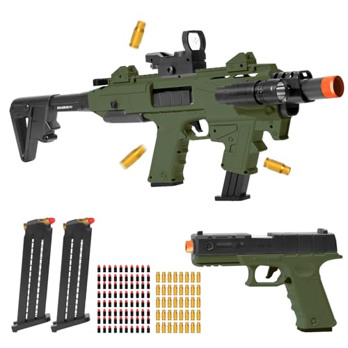 Soft Bullet Toy Gun Blaster Soft Bullet Toy Dart Hand Gun Pistol Foam Shell ejecting Blasters with 2 Clips, Gifts for Boys Girls Adults Age 8+