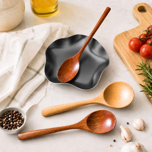 Image of VanlonPro Stainless Steel Spoon Rest, Spatula Ladle Holder, Stainless Steel Utensil Spoon Rest Holder, Brushed Finish, Dishwasher Safe 5.9 Inch (Flower Black 1PC)
