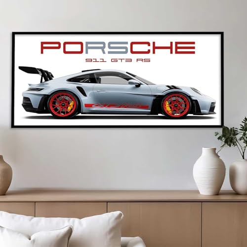 Image of kotart Big Porsche GT3RS 911 Car Framed Posters Gift Items for Boys Room Wall Decoration Bedroom Living Room Office Studio Decor | Car Poster Frame for Wall Decor Set Of 1 Size (10 x 19 inch)