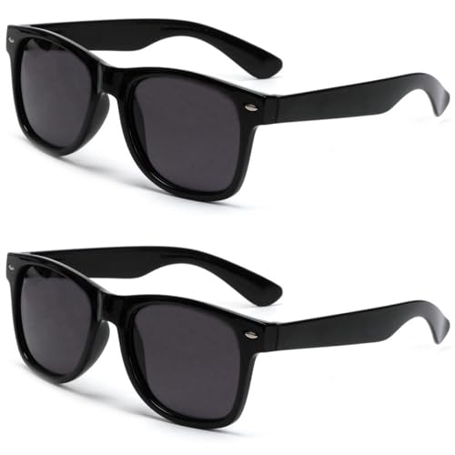 VANANA Classic Retro Sunglasses Vintage Black Square Frame for Men Women Outdoor Fishing Driving Climbing Unisex (Black Glossy Frame-Grey Lens Pack of 1 Pair)