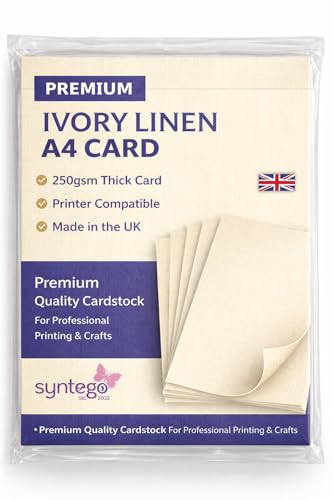 Carte en lin ivoire A4 Syntego 250g pour scrapbooking et menus | Lot de 200