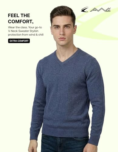 Image of AWG ALL WEATHER GEAR Men's Woolen V-Neck Full Sleeve Sweater