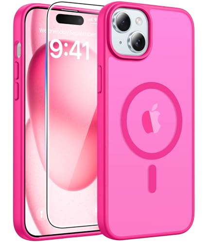 FNTCASE for iPhone 15-14-13 Case, Fit for Magsafe, Glass Screen Protector