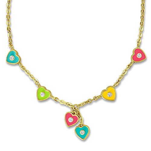 A Touch of Dazzle Heart Necklace for Kids | Sweet Jewelry for Kids | Girls Necklace with Six Heart Charms for Girls Jewelry Sets | Best Gifts for Girls Gold Plated Charm Necklace