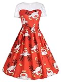 Estilo: Vintage WZhen Panel De Malla Lindo Vestido De Fiesta De Renos De Navidad - Rojo L