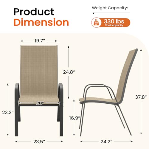 Image of JEAREY Patio Dining Chairs Set of 4, Outdoor Stackable Dining Furniture Set, All Weather Dining Set for Lawn, Garden, Poolside, Beige