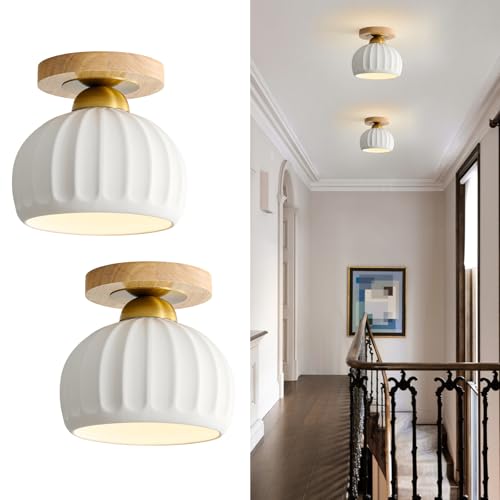 Ceramic Semi Flush Mount Ceiling Light - 2 Pack, Vintage