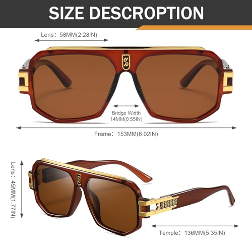 Image of Retro Polarized Pilot Sunglasses Men Women Vintage Square Metal Designer Style 80s Shades Eyewear