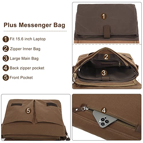 15.6 Inch Messenger Bag,Casual Shoulder Sling Bag Canvas Satchel Bag Crossbody Bags For Men Women Work Office Laptop Bag - Coffee #TOP6