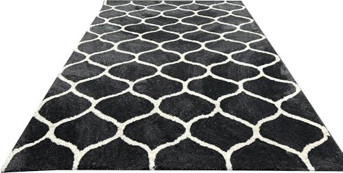 Image of Naze Modern Geometric Area Rug, Shag Texture, Multi-Colour Pattern with Extra Softness and Smooth, Silky Feel, for Living Room Carpet, Etc.clr- Gery M I,1, Size 2x6 feet