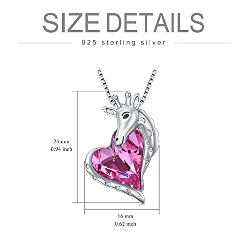 AOBOCO 925 Sterling Silver Giraffe Heart Necklace, Cute Giraffe Animal Jewelry Gift for Women Teen Girls Daughter Girlfriend, Made with October Pink Birthstone Crystal - Image 5