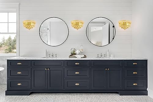 Image of 2-Lights Empire Crystal Wall Sconce Light for Living Room Dining Room Bathroom Vanity Mirrors Hallway Bedroom Closet Stairway (Gold)