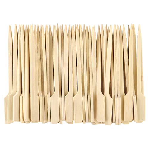 Lanjue 100 Paddle Bamboo Skewers 9CM Flat Burgers Sticks Kids Wooden Fruits Picks Cocktail Sticks Satay Skewers Barbecue Kebabs