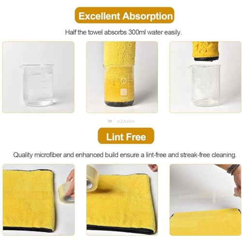 Image of AZARIA Microfiber Cloth 30x40 cm 800 GSM Thick Lint & Streak-Free Multipurpose Cloths Automotive Microfiber Towels for Car Bike Cleaning Washing, car Cleaning Accessories (Pack of 3 Grey 800 GSM)