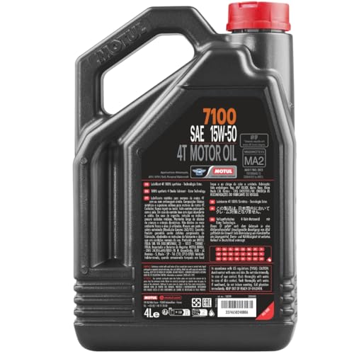 Motul 7100 15W-50 Motor Oil Full Synthetic Road & Off-Road Motorcycle Engine Lubricant 4 Liter (104299)