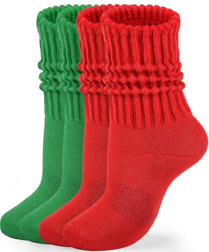 Image of HONGTEYA Slouchy Crew Socks For Women,Scrunch Cotton Cozy Workout Socks