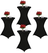 LOKUME 4 Packs Cocktail Spandex Stretch Square Corners Tablecloth,32" x 43" Black Spandex Cocktai...