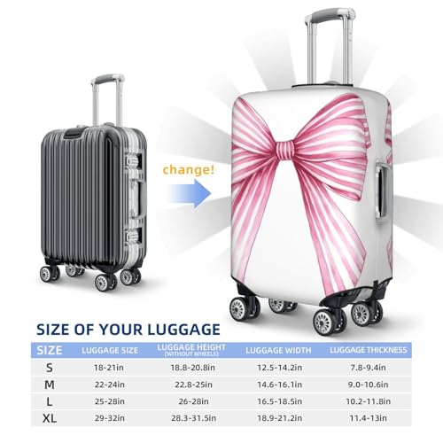 Pink Striped Bow Elastic Travel Luggage Covers Dustproof Scratch-Resistant Suitcase Protector Fit 22-24 Inch4