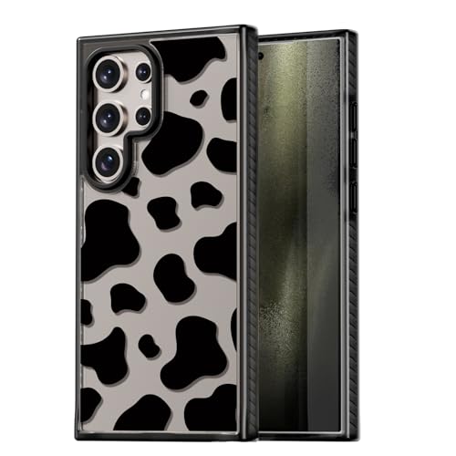 Rosarnnah for Samsung Galaxy S24 Ultra Case Aesthetic Black, Milk Cow Print