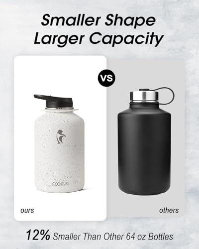 Image of Coolflask Half Gallon Water Bottle Insulated Stainless Steel with Strap