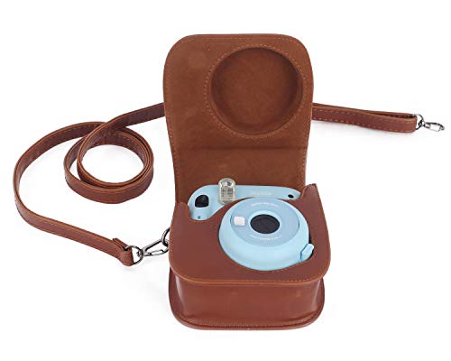 Funda para cámara Instax Mini 12 con correa ajustable marrón miniatura 6